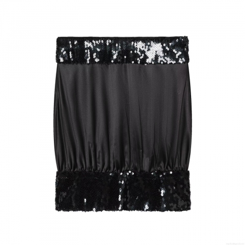 Women's Sexy Sequin Patchwork Tube Top Elegant Strapless Satin Sleeveless Short Crop Top For Party Clubwear