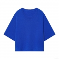 Women's Casual Round Neck Short Sleeve Knitted Sweater Minimalist Oversized Solid Color Royal Blue Polyester Soft Top For Daily Fashion Wear