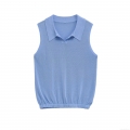 Women's Sleeveless Knit Polo Shirt Mercerized Cotton Solid Color Casual Tank Top Summer Office Commuting Breathable Soft Vest For Ladies