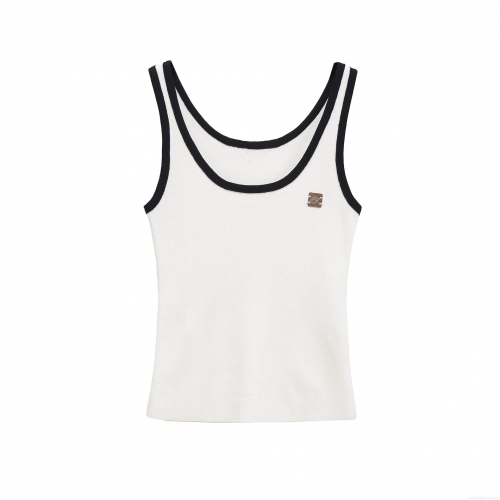 Women's Ribbed Knit Tank Top Slim Fit Contrast Binding U-Neck Sleeveless Polyester Spandex Summer Daily Casual Sexy Top For Women