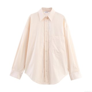 Women's Solid Color Loose Blouse Polyester Spandex Button Down Long Sleeve Shirt With Back Bow Tie Design For Casual Daily Office Work