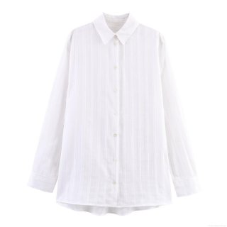 Women's Loose Vertical Striped Blouse Shirt Turn-down Collar Long Sleeve Casual Minimalist Polyester Spandex Button Down Top