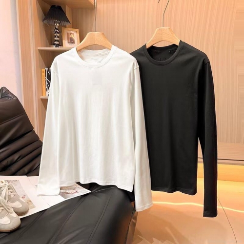 Women's Long Sleeve Round Neck T-Shirt Made Of 95% Cotton And 5% Spandex Minimalist Solid Color Casual Basic Top For Fall Daily Wear