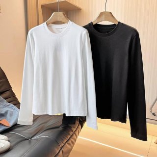 Women's Cotton Spandex Blend Crew Neck Long Sleeve T-Shirt Solid Color Simple Casual Basic Top For Fall Daily Comfort
