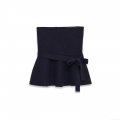 Women Knit Strapless Peplum Tube Top With Bow Detail Slim Fit Navy Blue Sexy Off-Shoulder Camisole Top For Summer Party Daily Fashion