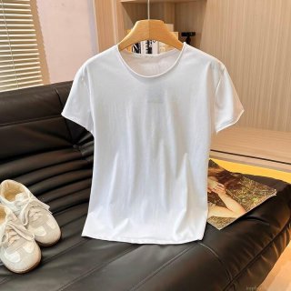 Women's Basic Round Neck Short Sleeve T-Shirt 95% Cotton 5% Spandex Loose Fit Solid Color Casual Top For Summer Daily Wear
