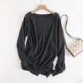 Women's Casual Knitted Long Sleeve Top 50 Percent Wool Blend Soft Solid Color Deep Grey Round Neck Pullover Sweater For Autumn Winter Daily Fashion