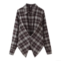 Women's Plaid Shirt Long Sleeve Lapel Single Breasted Loose Fit Polyester Spandex Flannel Texture Blouse For Casual Daily Winter Autumn