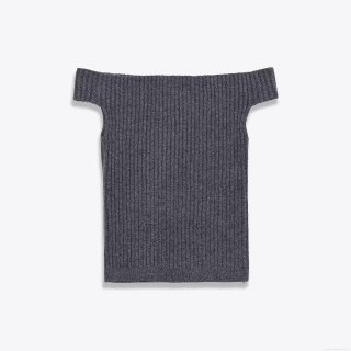 Women Sexy Off-The-Shoulder Ribbed Knit T-Shirt Slim Fit Solid Color Sleeveless Polyester Spandex Top For Daily Party Winter Autumn