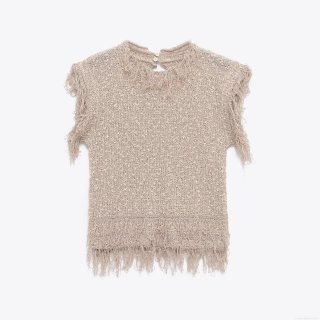 Women's Sleeveless Knit Vest Top With Tassels Fringe Detail Round Neck Beige Khaki Chunky Sweater For Autumn Winter Casual Elegant Ladies Knitwear