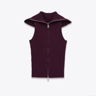 Women's Full Zipper Ribbed Knitted Vest Tank Top Sleeveless Lapel Collar Casual Polyester Spandex Knitwear For Autumn Winter