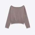 Women's Fashion Elegant Off-Shoulder Knitted Sweater Casual Long Sleeve Soft Polyester Spandex Loose Fit Pullover Top For Autumn Winter Ladies