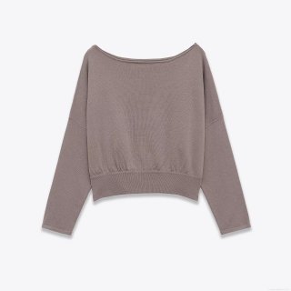 Women's Fashion Elegant Off-Shoulder Knitted Sweater Casual Long Sleeve Soft Polyester Spandex Loose Fit Pullover Top For Autumn Winter Ladies