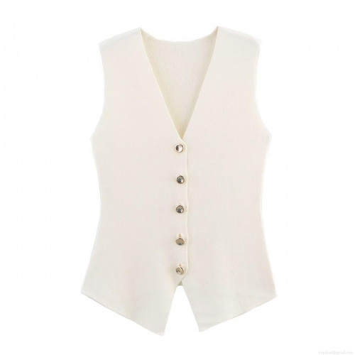 Women's Retro Knit Vest V-Neck Single Breasted Sleeveless Sweater Waistcoat Casual Polyester Knitwear Top for Daily Office Dating