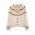 Women's Retro Knitted Cardigan Sweater Fair Isle Horse Pattern Round Neck Long Sleeve Single Breasted Knitwear Top Women Casual Soft Polyester Outerwear
