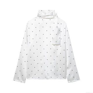 Women's Elegant Polka Dot Satin Blouse Vintage Tie Neck Long Sleeve Pullover Shirt For Party Office Work 100% Polyester