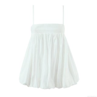 Women's White Spaghetti Strap Cami Top Solid Color Ruched Bubble Hem Sleeveless Summer Streetwear Vest Tencel Polyester Blend Top for Party Casual