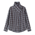 Women's Vintage Plaid Long Sleeve Shirt Asymmetric Button High Neck Polyester Checkered Blouse Casual Daily Autumn Fashion Top