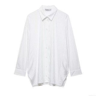 Women's Vertical Striped Long Sleeve Blouse Casual Button Down Shirt For Office Work Professional White Black Striped Oversized Tops Fashion