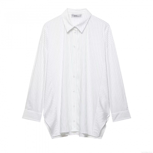 Women's Vertical Striped Long Sleeve Blouse Casual Button Down Shirt For Office Work Professional White Black Striped Oversized Tops Fashion