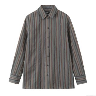 Women's Casual Polyester Striped Long Sleeve Button Down Shirt Blouse Office Daily Workwear Sophisticated Style Tops