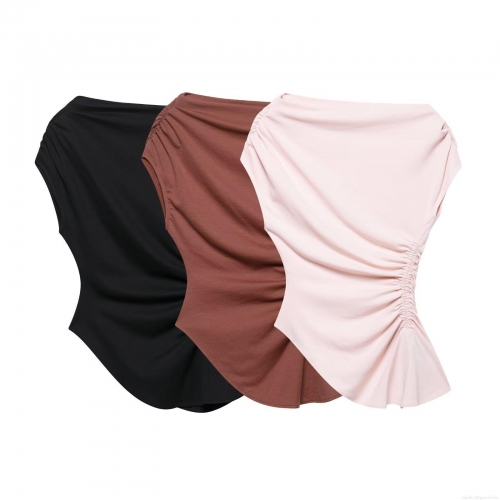 Women's Sleeveless Ruched T-Shirt Asymmetric Hem Polyester Spandex Stretch Top Casual Fashion Streetwear Sleeveless Vest For Women Girls