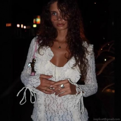 Women's Elegant White Lace Ruffle Long Sleeve Blouse Chic Tie-Up V-Neck Slim Fit Mesh Blouses For Women Socialite Party Dating Sweet Tops