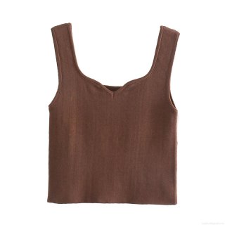 Women's Sexy Backless Knit Camisole Vest Polyester Ice Silk Slim Fit U-Neck Solid Color Chic Base Layer Tank Top For Club Party Summer