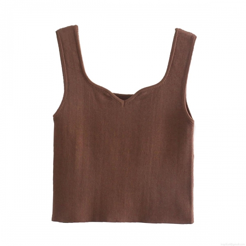 Women's Sexy Backless Knit Camisole Vest Polyester Ice Silk Slim Fit U-Neck Solid Color Chic Base Layer Tank Top For Club Party Summer