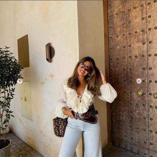 Women's Elegant Ruffle Blouse Long Sleeve V-Neck Tie-Up Front Solid Color Polyester Shirt For Office Daily Casual Party Fashion Tops