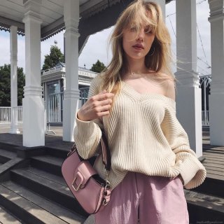 Women's Casual Loose Knit V-Neck Sweater Soft Solid Color Long Sleeve Pullover Ribbed Knit Jumper For Daily Streetwear Comfort Top
