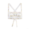 Women White Floral Embroidery Crop Top Sexy Crisscross Halter Camisole With Drawstring Hem Backless Sweet Cami Tank Top For Summer Vacation Party
