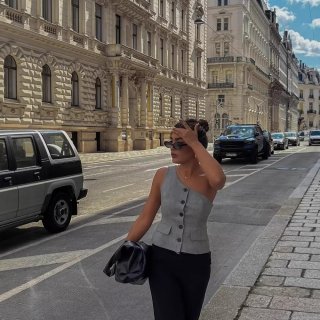 Women's One Shoulder Asymmetric Suit Vest Sexy Button Down Crop Top Grey Polyester Woven Sleeveless Waistcoat For Summer Party Streetwear