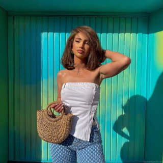 Women's White Strapless Denim Texture Tube Top Irregular Frayed Hem Metal Button Down Slim Fit Crop Top For Summer Casual Streetwear Party