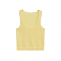 Women's U-Neck Knit Tank Top Mercerized Cotton Polyester Blend Slim Fit Sleeveless Crop Top Solid Color Summer Casual Vest