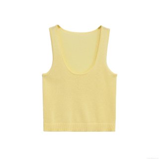 Women's U-Neck Knit Tank Top Mercerized Cotton Polyester Blend Slim Fit Sleeveless Crop Top Solid Color Summer Casual Vest