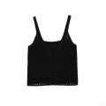 Women's Sexy Knitted Cropped Cami Top Button Front Mercerized Cotton Sleeveless Tank Top For Summer Streetwear Party Slim Fit Breathable Crochet Knit Vest