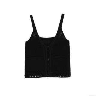 Women's Sexy Knitted Cropped Cami Top Button Front Mercerized Cotton Sleeveless Tank Top For Summer Streetwear Party Slim Fit Breathable Crochet Knit Vest