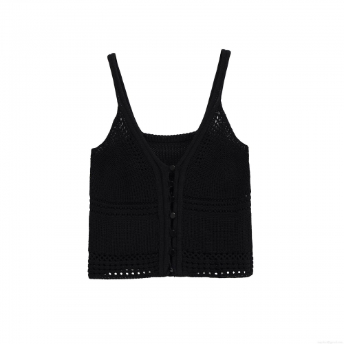 Women's Sexy Knitted Cropped Cami Top Button Front Mercerized Cotton Sleeveless Tank Top For Summer Streetwear Party Slim Fit Breathable Crochet Knit Vest