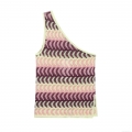 Women's One Shoulder Knit Tank Top Multicolor Wave Pattern Asymmetric Hollow Out Sleeveless Crop Sweater Vest For Summer Vacation Party Retro Style