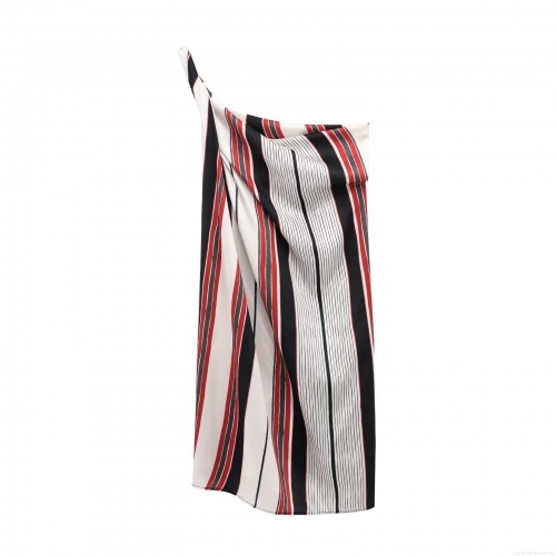 Women's Sexy One Shoulder Asymmetrical Stripe Print Top Fashion Red Black White Color Block Slim Fit Sleeveless Polyester Tank Top For Party Clubwear