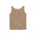 Sexy Sequin Crochet Knit Vest Top For Women Hollow Out Sleeveless Slim Fit Party Club Camisole Champagne Gold Shrug Lightweight Summer Blouse