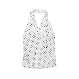 Women's Sexy Halter Neck Polka Dot Print Mesh Crop Top Slim Fit Backless Sleeveless Camisole Tank Top for Summer Party Streetwear