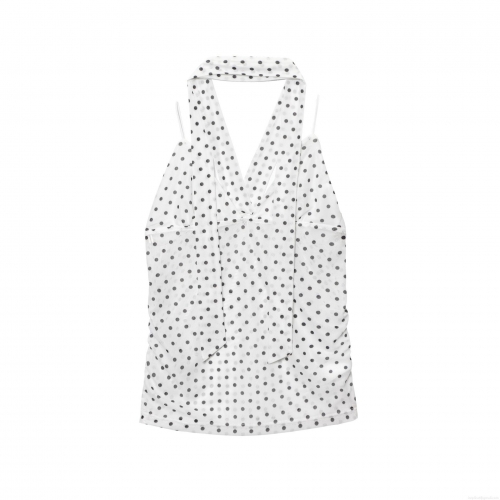 Women's Sexy Halter Neck Polka Dot Print Mesh Crop Top Slim Fit Backless Sleeveless Camisole Tank Top for Summer Party Streetwear