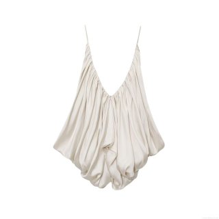 Women's Sexy Ruched Silk Satin Camisole V-Neck Spaghetti Strap Tank Top Solid Pearl White Elegant Slim Fit Pleated Cami Top For Party Streetwear