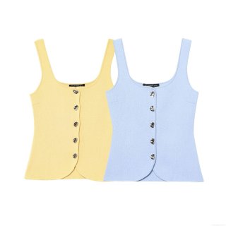 Women's Knit Button Tank Top Sleeveless Square Neck Ribbed Camisole Slim Fit Summer Casual Vest Tops for Women Stylish Streetwear Party Outfits