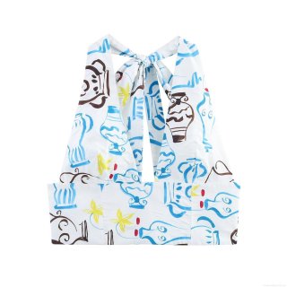 Women's Halter Neck Crop Top Greek Pottery Vase Print Sexy Sleeveless Backless Polyester Vest Artistic Printed Summer Streetwear Party Vacation Top