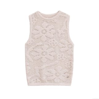 Women's Sexy Knit Tank Top Sleeveless Round Neck Solid Apricot Plush Textured Vest Short Slim Fit Ins Style Socialite Casual Top For Women Party Dating