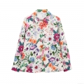 Women's Elegant Long Sleeve Floral Print Shirt Casual Button Down Poplin Blouse For Daily Office Spring Autumn Lady Top