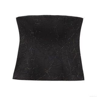 Women's Sexy Metallic Cracked Texture Tube Top Strapless Pleated Slim Fit Back Zipper Crop Top Club Night Party Bandeau Streetwear